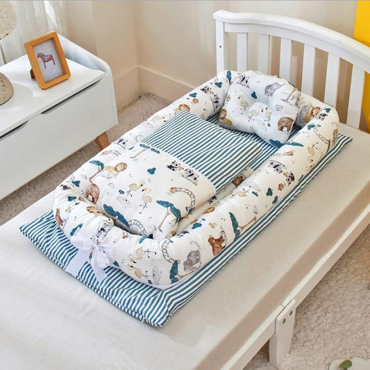 Foldable Bionic Travel Crib & Anti-Pressure Baby Mattress