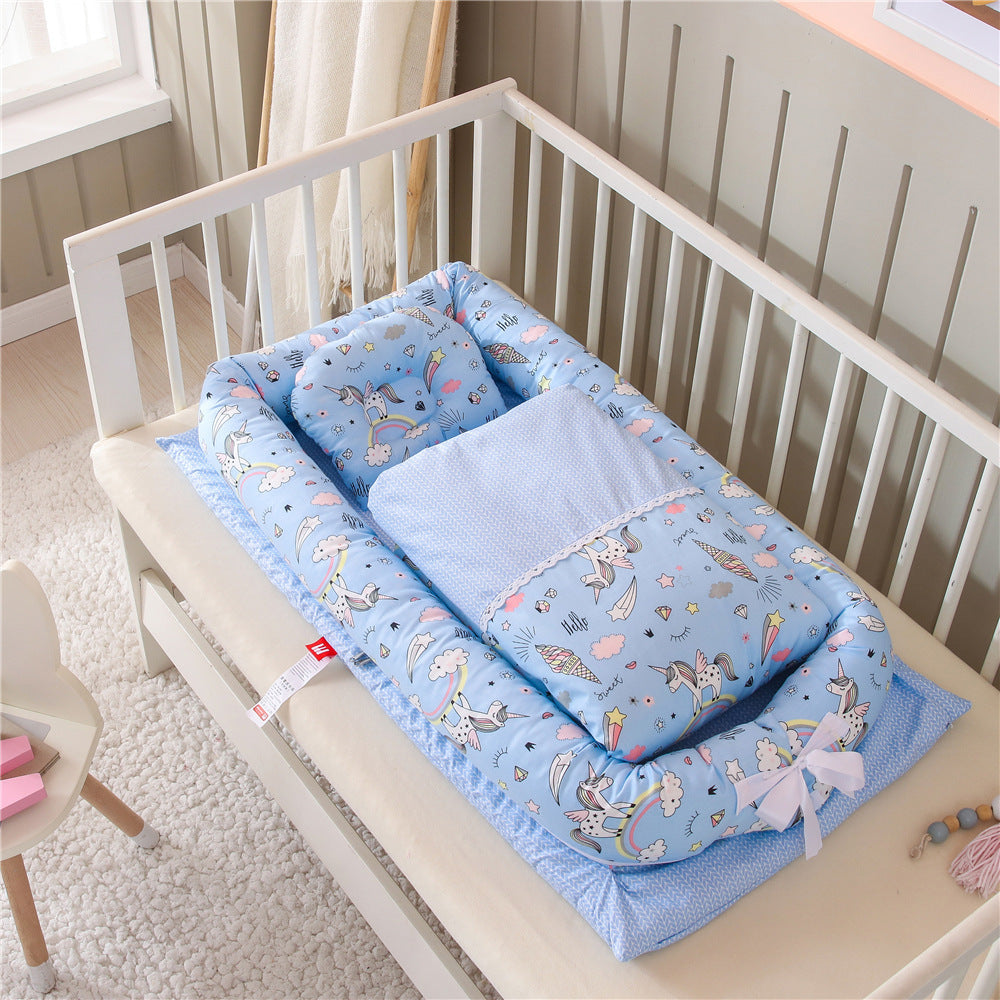 Foldable Bionic Travel Crib & Anti-Pressure Baby Mattress