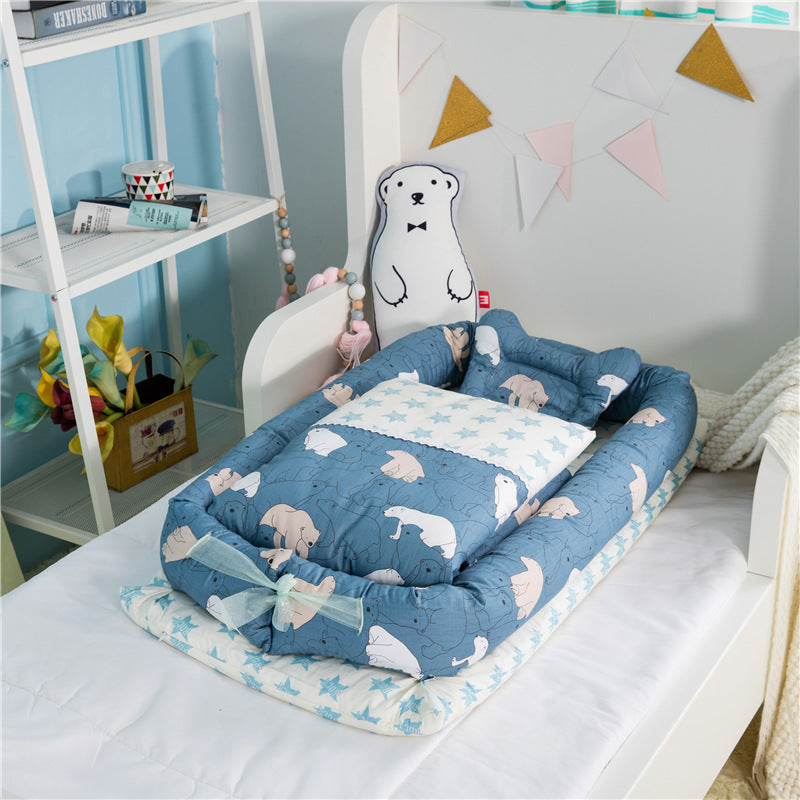 Foldable Bionic Travel Crib & Anti-Pressure Baby Mattress