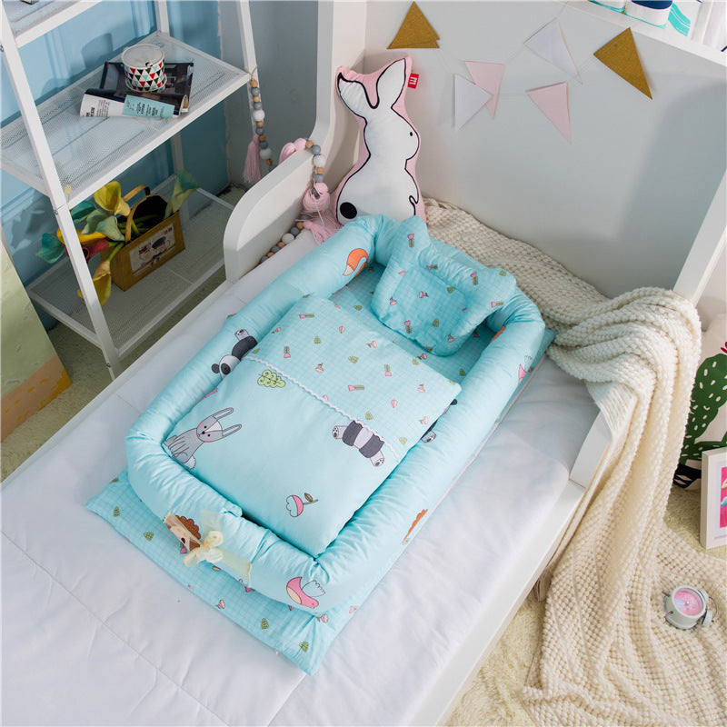 Foldable Bionic Travel Crib & Anti-Pressure Baby Mattress