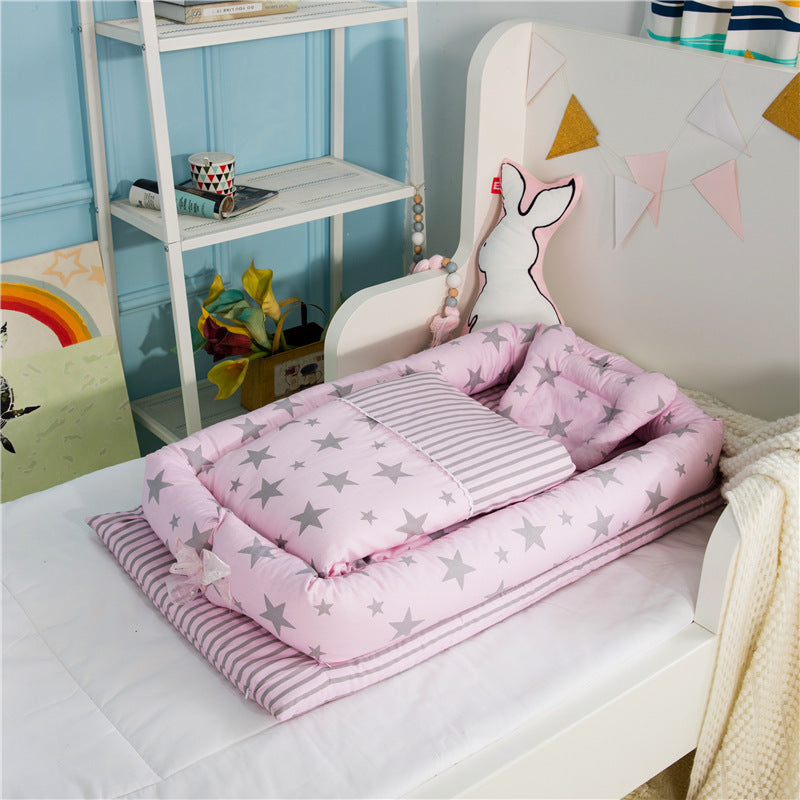 Foldable Bionic Travel Crib & Anti-Pressure Baby Mattress