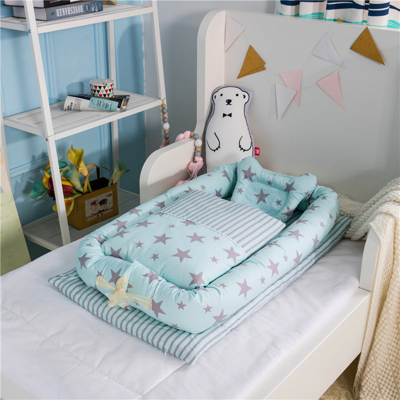 Foldable Bionic Travel Crib & Anti-Pressure Baby Mattress