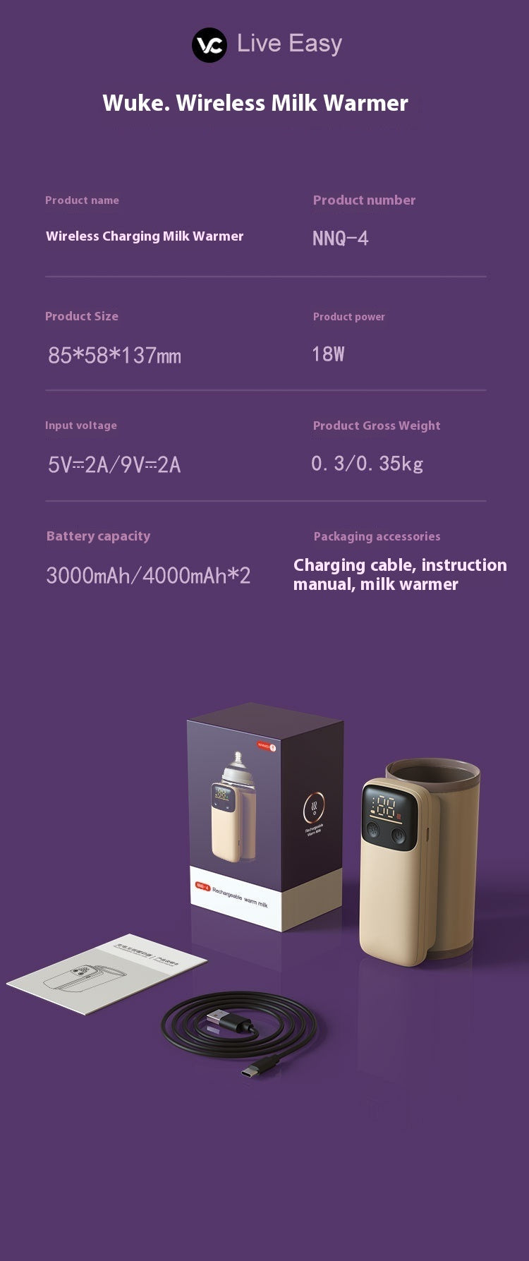 Universal Baby Bottle Insulation Cover with Heating and Constant Temperature Milk Warmer